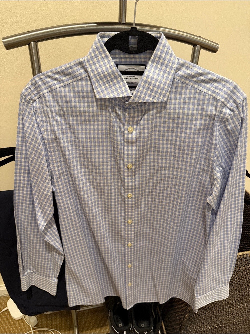 Charles Tyrwhitt Blue and White Gingham Dress Shirt